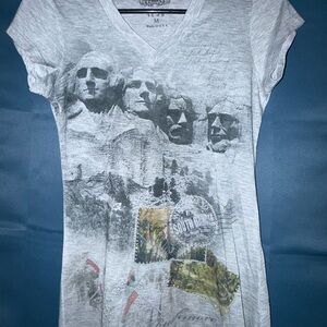 Gray Graphic V-Neck Women's Top